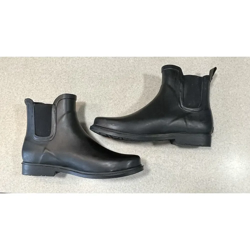 J. Crew Rain Boots Women’s Size 11 Black Chelsea Shoes Rubber Pull On Outdoors